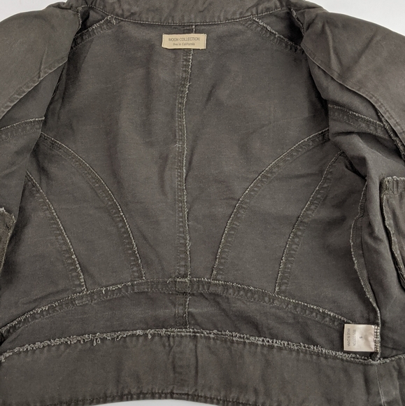 Moon Collection Moto Jacket Womens Sz Small Army Green Biker - Picture 3 of 16